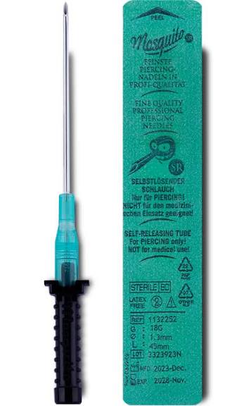 Mosquito Self-Releasing Piercing Needle — 18G / 1.3mm